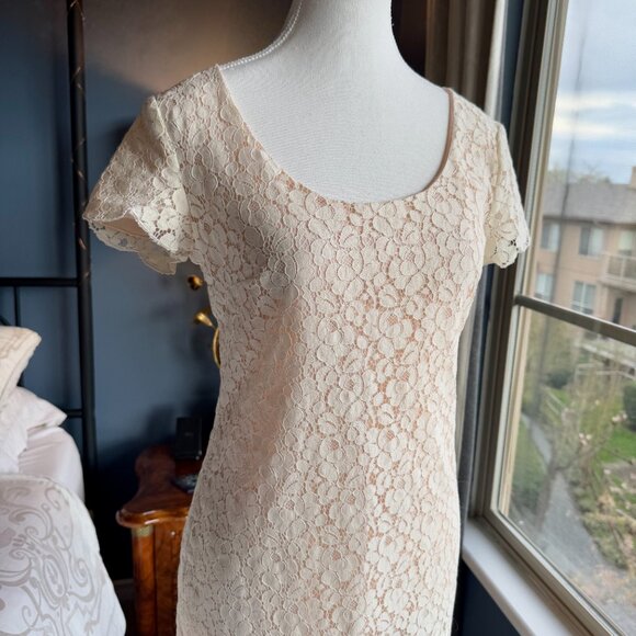 Talula Oji Cream Blush Lace Mini Dress Aritzia - Picture 2 of 7